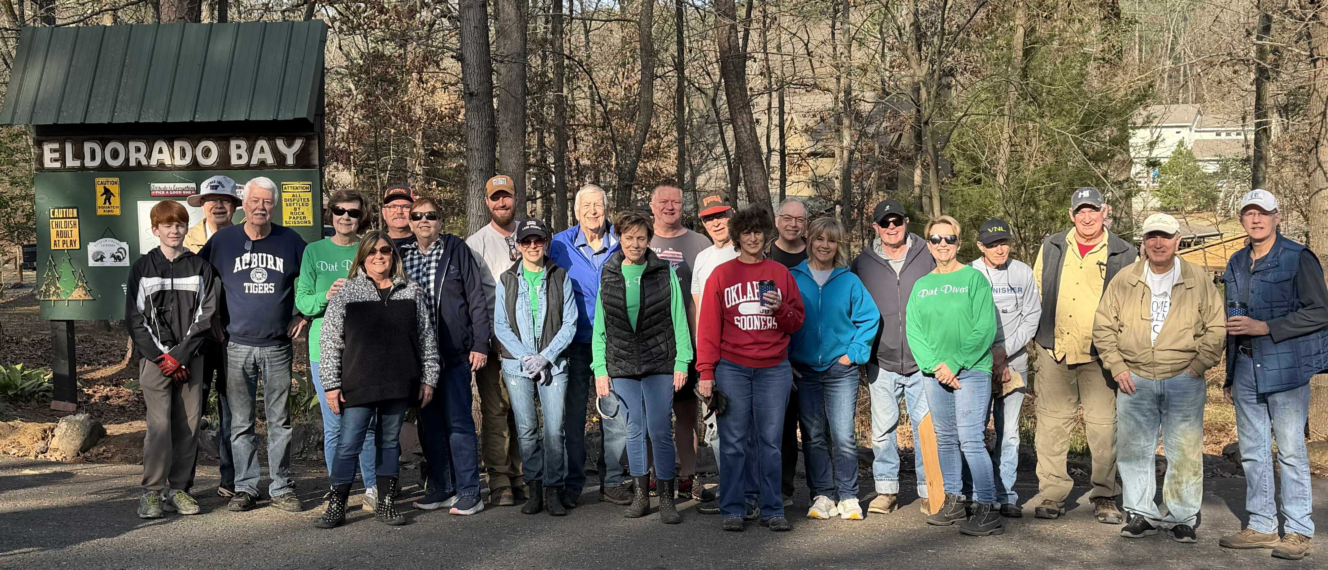 Neighbors gathering for an El Dorado Bay beautification day